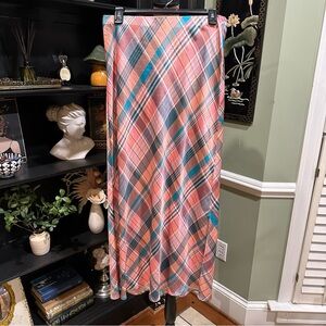 Vineyard Vines Diagonal Plaid Bias‑Cut Slip Skirt Size Medium